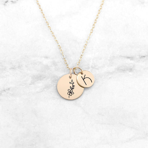 Bridesmaid Gifts Personalized Initial Necklace Circle Disc Charm Neckl –  UrWeddingGifts