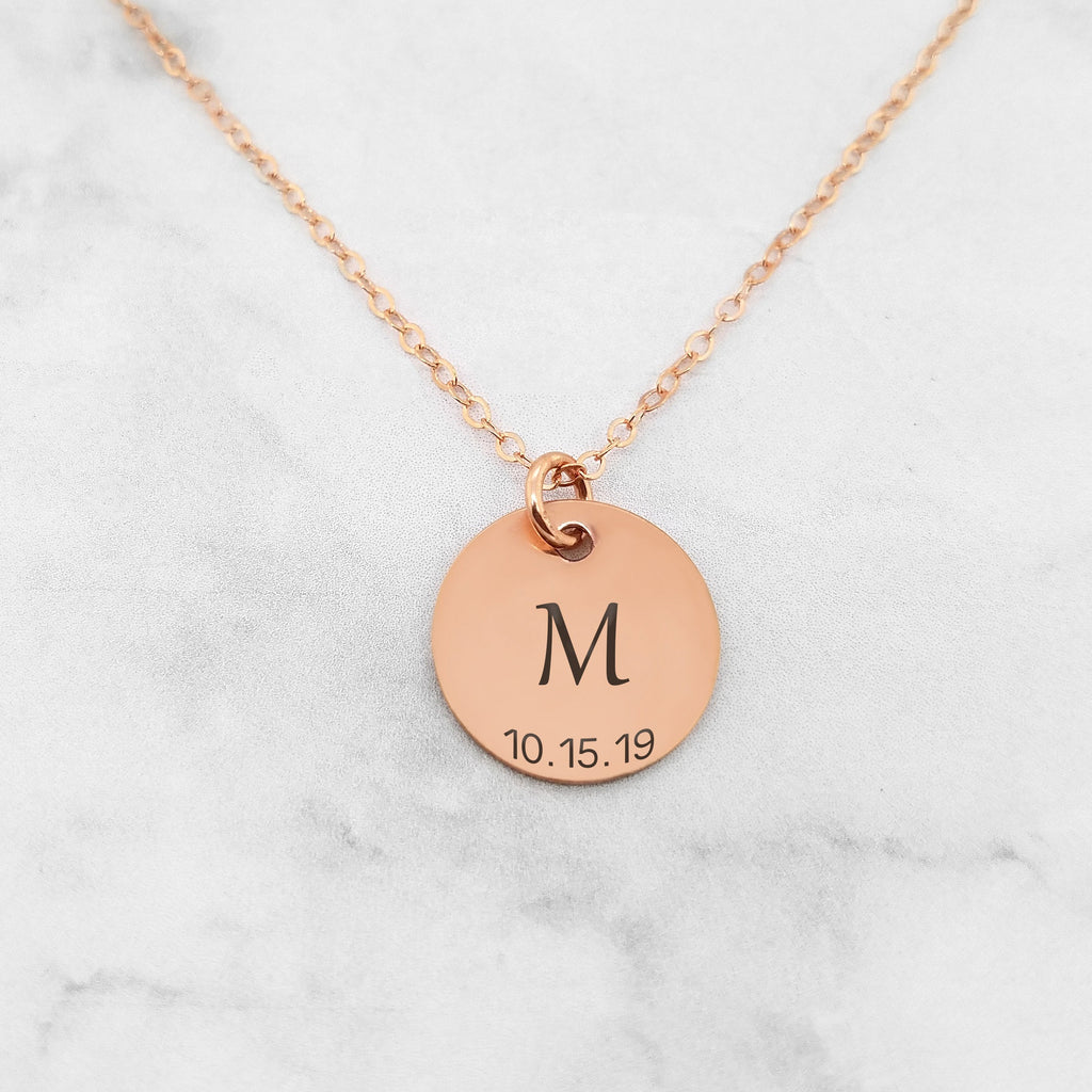 Amazon.com: MignonandMignon Rose Gold Initial Necklace Initial Disc Necklace  Mothers Day Gift Bridesmaid Jewelry Gift for Her (B) - CN : Clothing, Shoes  & Jewelry